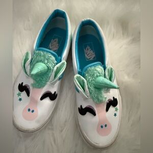 Vans Kids Unicorn Slip-On Shoes - White and Mint